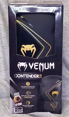 Venum Contender Hook And Loop Training Boxing Gloves - Black/Gold • $33