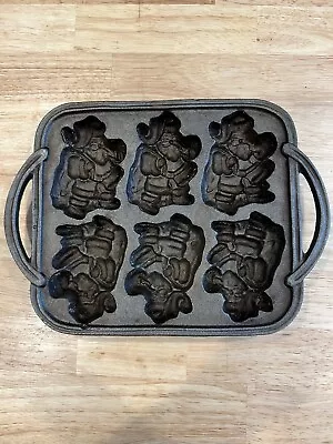 Vintage Cast Iron SANTA Christmas Cookie Baking Pan Holiday • $26