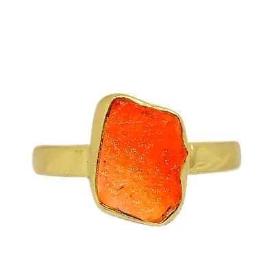 18K Gold Vermeil Natural Mexican Opal Rough Ring Jewelry S.7 CR29647 • $12.99