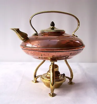 W.a.s. Benson Arts & Crafts Brass And Copper Spirit Kettle C/w Burner & Stand • $214.75