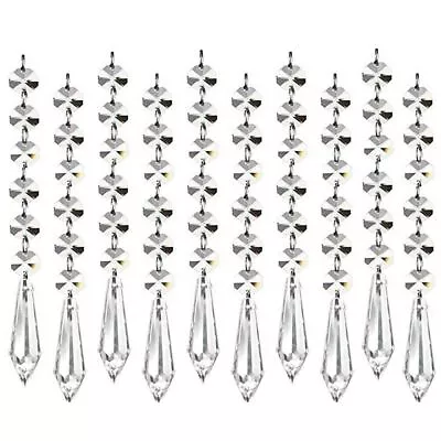 $10.59 • Buy 30pcs Chandelier Lamp Clear Crystal Icicle Prisms Bead Hanging Ornaments Decor