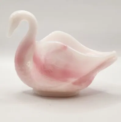 Vintage-Fenton Pink Milk Glass Swan Trinket Dish  • $24.99
