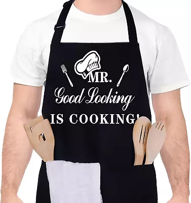 Funny Aprons For Men MR GOOD LOOKING IS COOKING Professional Kitchen Cooking A • $23.52