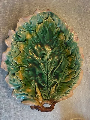 WOW Vintage Griffin Smith & Hill Etruscan MAJOLICA Leaf Platter Serving Plate • $129.99