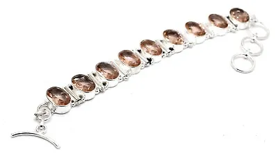 925 Sterling Silver Morganite Gemstone Handmade Jewelry Bracelet Size-7-8  • $22.09