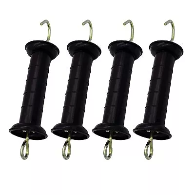 4 Pcs Heavy Duty Electric Fence Gate Handle Black With Insulators With Spring • $17.89