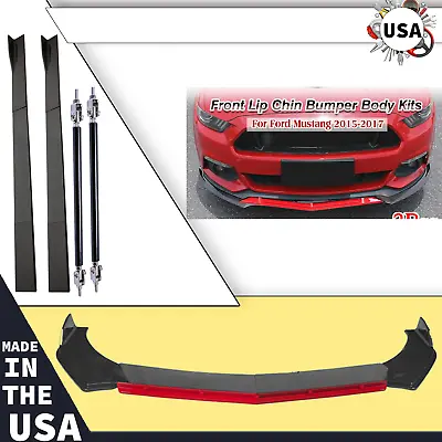 For Ford Mustang 2 Front Bumper Lip Splitter Spoiler Side Skirts Carbon Fiber • $159.99