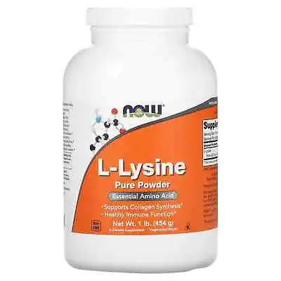 NOW Foods L-Lysine Pure Powder 1 Lb (454 G)  Exp  01/ 2027 • $45.50