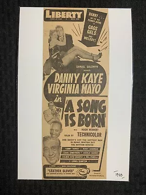 1940 A SONG IS BORN 4x10.5  Movie Print Ad VG+ 4.5 Danny Kaye / Virginia Mayo • $15.25