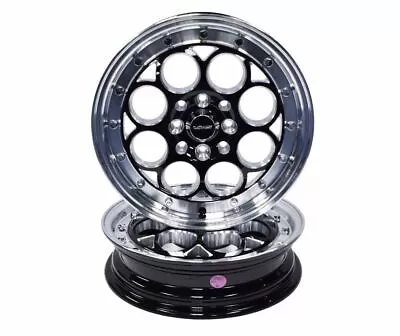 2x VMS Racing Polished Lip Revolver Drag Skinny Rims Wheels 15x3.5 4X100 +10 • $399.95