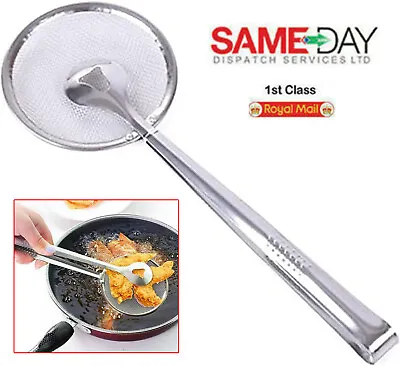 Multi-functional Food Filter Spoon With Clip Mesh Strainer Spoon Oil Frying BBQ • £5.97