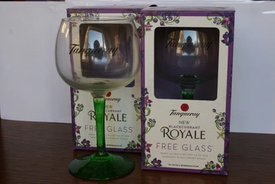 £10.50 • Buy 2 X TANQUERAY GIN GLASSES GOBLET BALLOON LARGE GREEN STEM SET