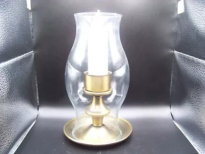 Vintage Brass Candleholer With Drip Tray Hurricane Glass Chimney And Candle • $14.99