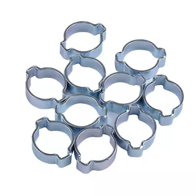  40 Pc Gear Hose Clamps Double Clips Tube Zinc Plated Galvanized • £12.28