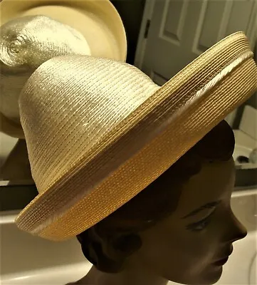 Vintage Wide Brim Straw Hat By MARCHE   #794-ON SALE • $26