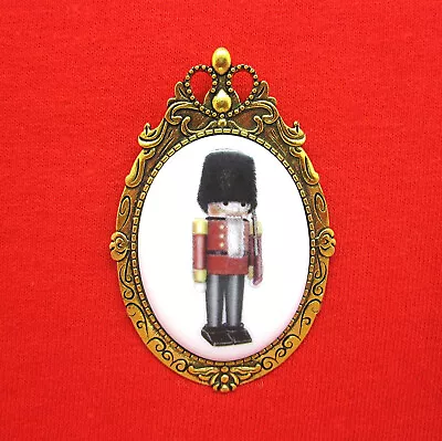 Porcelain Holiday Christmas Nutcracker Soldier CAMEO Pin Brooch Pendant AG • $14