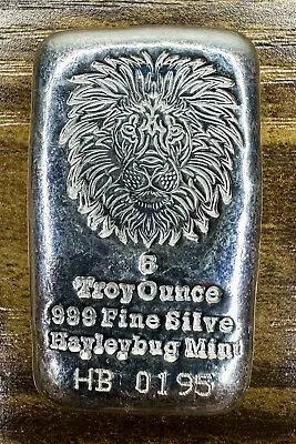 5 Oz Silver Bar Hayleybug Mint .999 Fine Silver~”The Lion”~ #0195/2000 • £142.51