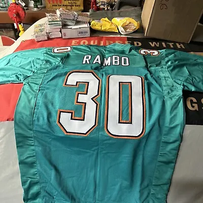 🏈UNSIGNED CUSTOM Sewn Stitched Bacarri Rambo Teal Miami Dolphins Jersey 2XL 🔥 • $24.99