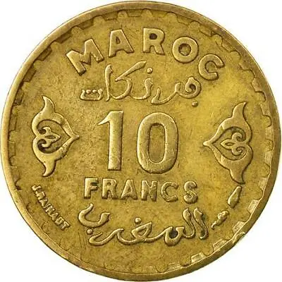 Morocco 10 Francs - Mohammed V Coin Y49 1952 • $7.58