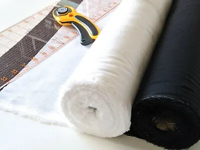 £3.45 • Buy Cotton Fusible Interfacing Woven Black Or White, 112 Cm Wide