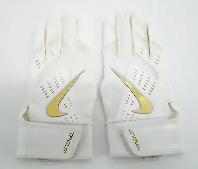 Nike Mike Trout Force Edge Batting Gloves 2.0 Mens Large White/Gold • $44.95