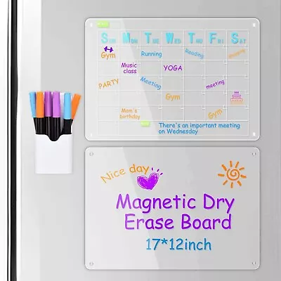 Set Of 2 17 X12  Acrylic Magnetic Dry Erase Board Calendar And Planner • $1.99