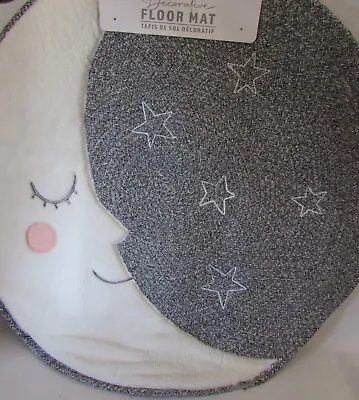 Taylor Madison Designs Fluffy Moon Braided Star Rug Floor Mat 31  Round Gray • $45