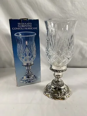 Vintage Crystal Silver Plate Hurricane Candle Stick Holder • $27.90