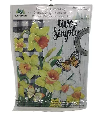 Evergreen Garden Flag 12.5” X 18.0” SPRING Flowers Daffodils & Butterflies • $9.23
