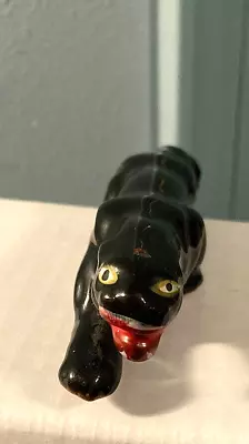 Vintage 1950's Black Panther Cat Stalking Redware Ceramic Figurine Japan-5 -EUC • $25.95