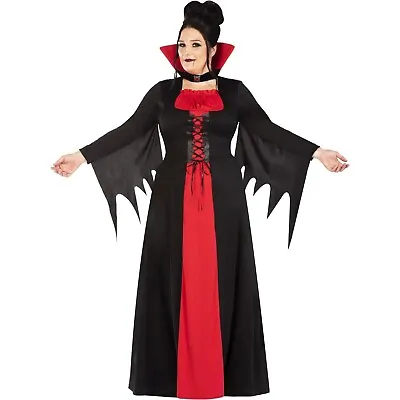 Adults Classic Red Vampiress Fancy Dress Halloween Costume Ladies Womens Vampire • £14.99