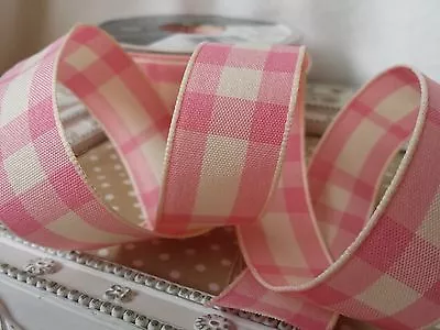 25mm Rustic Tartan Ribbon. PinkRedBlack.Hair BowGift WrapCakeCardchristmas • £0.99