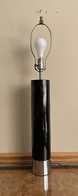 1970s Mid Century Modern Chrome Black Column Cylinder Table Lamp George Kovacs • $299.99