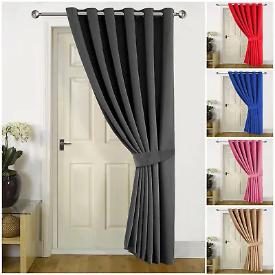 £17.99 • Buy Heavy Thermal Blackout Door Curtains Eyelet Ring Top Ready Made Single Panel