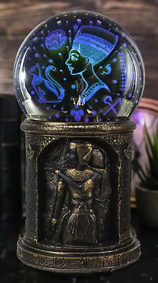 Egyptian Nefertiti Bastet Astrology Golden Column Pillar LED Light Crystal Ball • £48.65