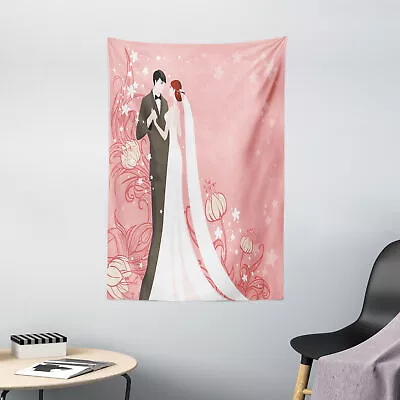 Pink Tapestry Bride Groom Dancing Floral • £22.99