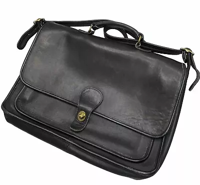 Vintage Coach Metropolitan Briefcase Messenger Shoulder Bag Black Leather 5180 • $139.99