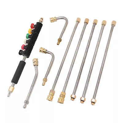 Pressure Washer Extension Wand 5 Straight Rod 3 Curve Rod Set Power Washer AA • £52.97