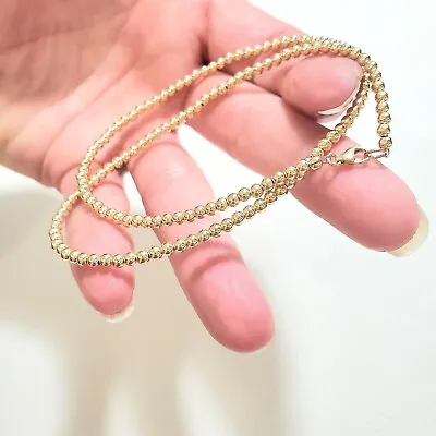 14k Solid Yellow Or Rose Gold Petite 3mm Ball Bead Lobster Clasp Necklace • $319.01