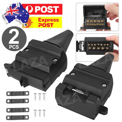$14.85 • Buy 12 Pin Flat Trailer Socket Plug Set Connector Trailer Caravan Camper Adaptor AU