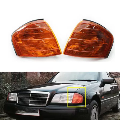 For Mercedes Benz C Class W202 1994-2000 Pair Front Corner Lamp Turn Signal Lamp • $35.13