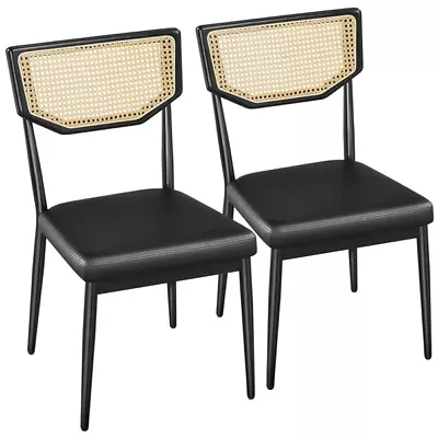 Kitchen Dining Chairs Mid-century Metal Leather Dining Chairs Set Of 2 • $88.98