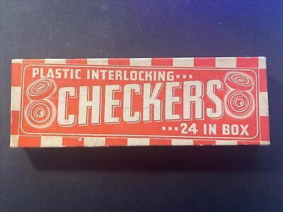 Vintage Plastic Checkers Game Set Of 24 NO Board Orig Box Wolfe Sheboygan WI • $19