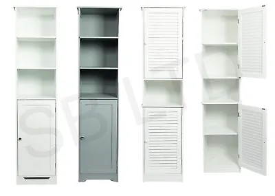 Tall Boy Bathroom Storage Cabinet Cupboard Storage Tongue & Groove Unit  W/Door • £69.99