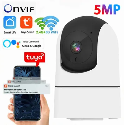 Tuya 5MP 2.4G/5G WiFi Security IP Camera Night Vision Baby Monitor Dome Camera • £29.99