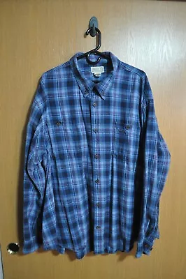 Duluth Trading Relaxed Fit Blue Plaid Flannel Button Down Shirt 3xl • $17.99