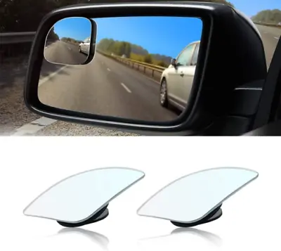 Car Blind Spot Mirror Fan Shaped HD Glass Frameless Stick On Silver2  • $9.95