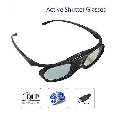 £20 • Buy Each Of 3D Active Shutter Glasses DLP-Link USB Port Black For Projectors