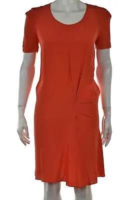 Vanessa Bruno Womens Dress Size 34 Coral Red Shift Knee Length Short Sleeve Silk • $24.99