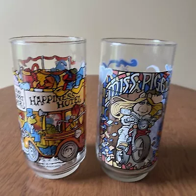 McDonalds Great Muppet Caper 1981 Set Of 2 Glasses Miss Piggy Happiness Hotel • $19.99